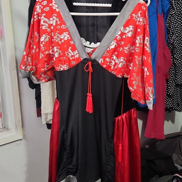 Other - ✨️Red, Black, & Grey Dress With Dragon Pattern Design❤️🐉🖤